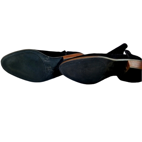 Lucky Brand Black Suede Leather Split Side Bootie Ankle Boots Size 8.5 Slip On - Picture 4 of 4